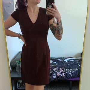 Express Red Sheath Mini Dress V-Neck Short Sleeve